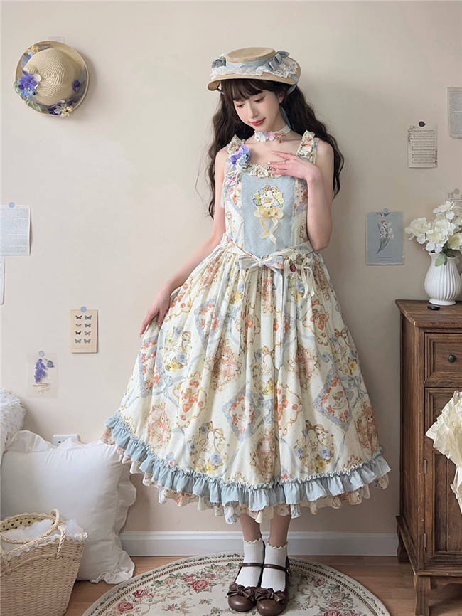 Miss Point Kitty and Rose Prints Daily Wear Lolita Jumper Dress