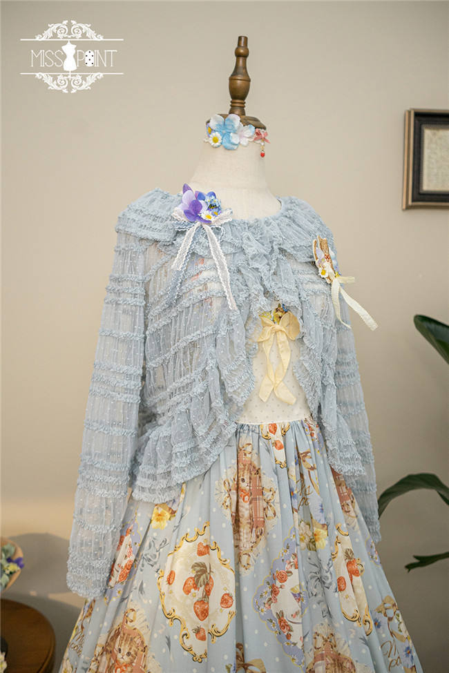 Miss Point Kitty and Rose Prints Lolita Bolero and Overall