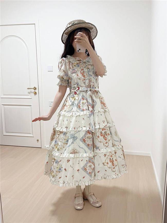 Miss Point Kitty and Rose Prints Daily Wear Lolita One Piece