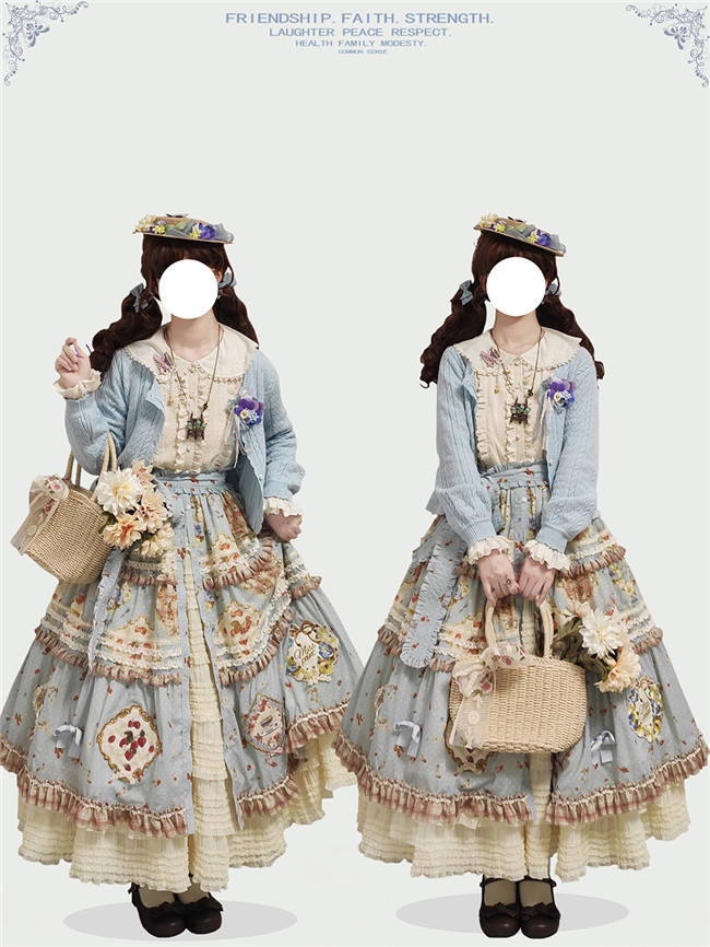 Miss Point Kitty and Rose Prints Lolita Skirt