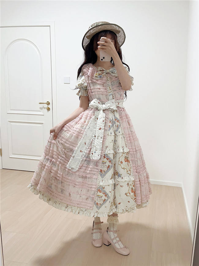 Miss Point Kitty and Rose Prints Lolita Bolero and Overall