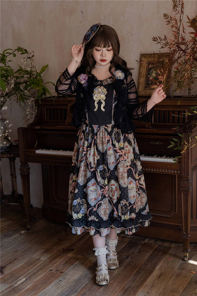 Miss Point Kitty and Rose Prints Daily Wear Lolita Jumper Dress