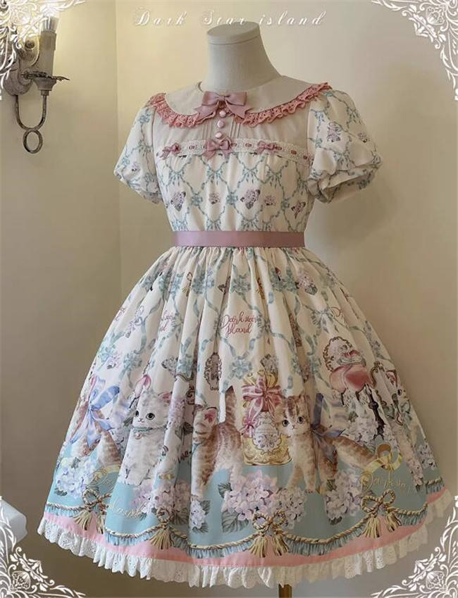 Dark Star Island Cat Fantasy Land Sweet Lolita OP, JSK, Skirt, Blouse and T-shirt