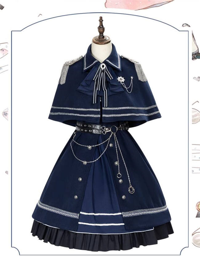 Ying Luo Fu War without War Military Lolita Dress, Cape and Accessories