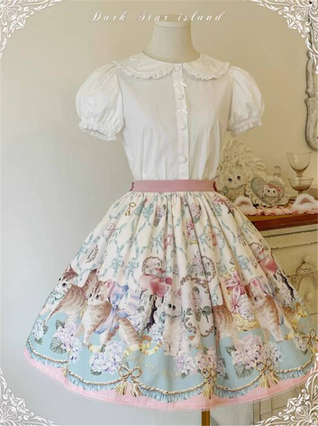 Dark Star Island Cat Fantasy Land Sweet Lolita OP, JSK, Skirt, Blouse and T-shirt