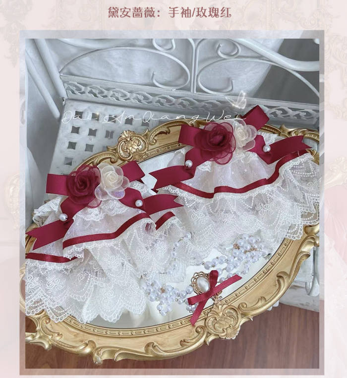 Maiye Diane Rose Hime Lolita Princess Headdress Wristcuffs Tailing
