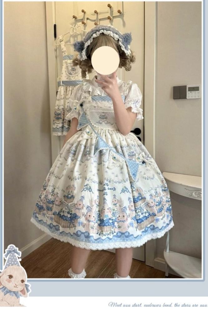 Lamb Blueberry Tower Sweet Lolita Jumpers, Salopette, Blouse and Accessories