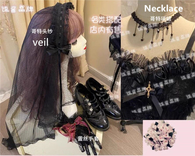 A Cage of Roses Elegant Gothic Lolita Dress and Accessories