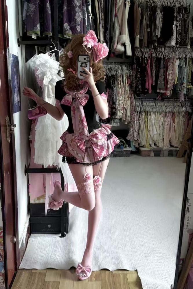 LilGyaru Himegyaru Gal Style Shirt Skirt and Bow Hairpin