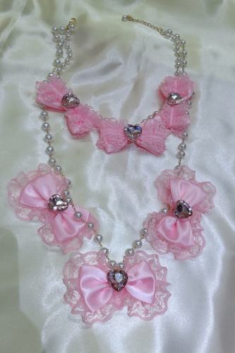 Shibuya Himegyaru Gal Style Lacework Bows Necklace