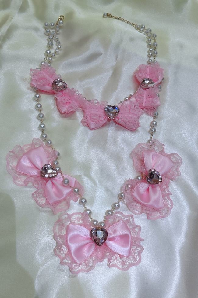 Shibuya Himegyaru Gal Style Lacework Bows Necklace