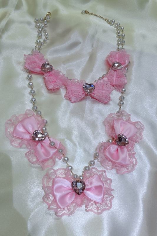 Shibuya Himegyaru Gal Style Lacework Bows Necklace