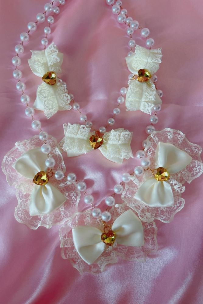 Shibuya Himegyaru Gal Style Lacework Bows Necklace