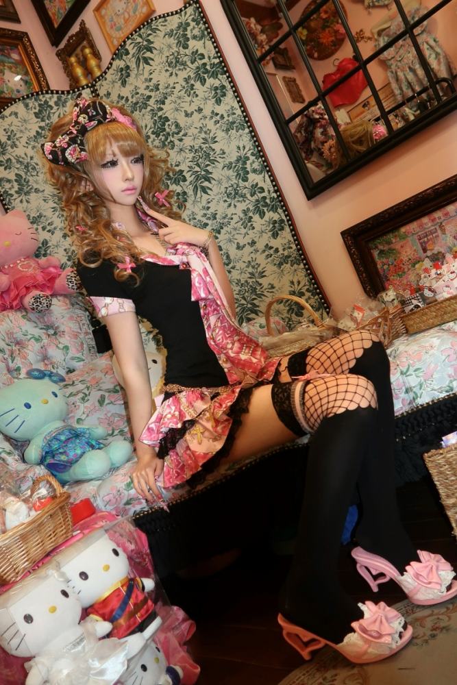 LilGyaru Himegyaru Gal Style Shirt Skirt and Bow Hairpin