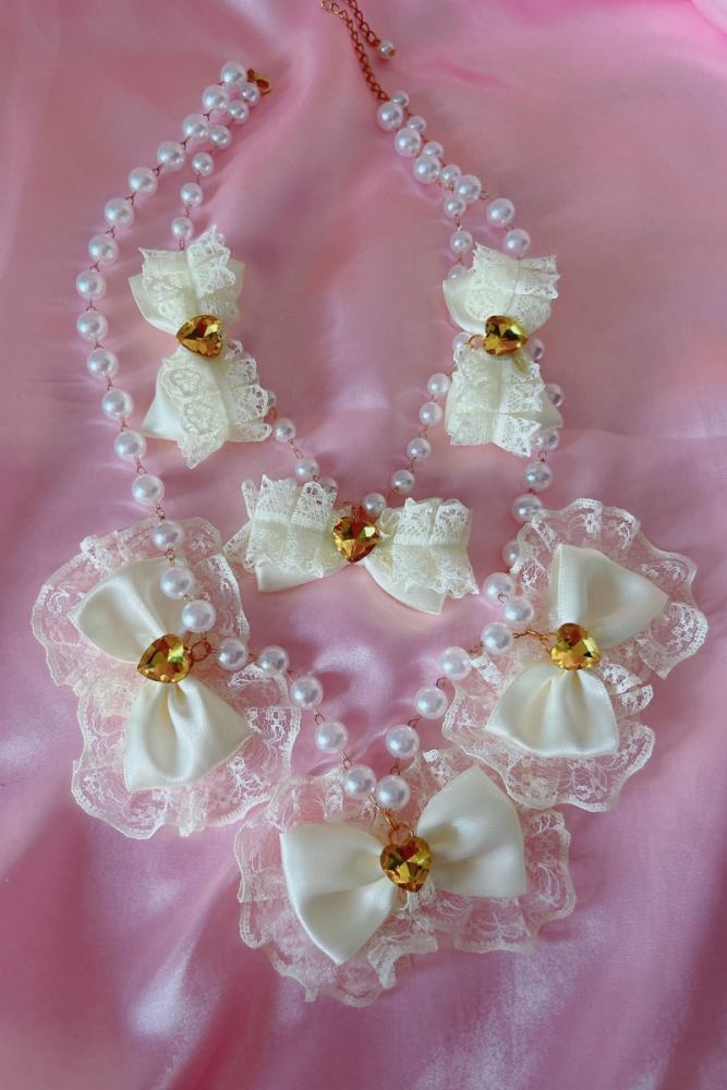 Shibuya Himegyaru Gal Style Lacework Bows Necklace