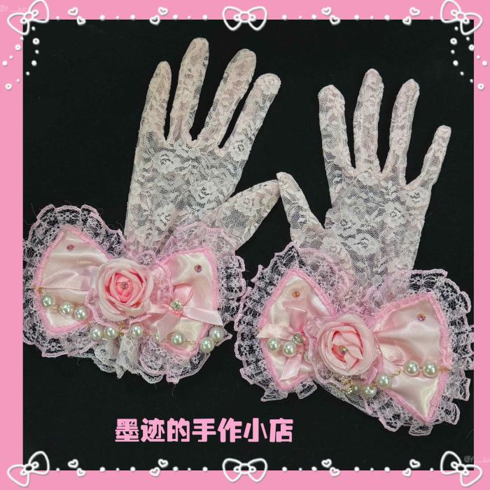 Moji Himegyaru Lace Bows Gyaru Golves and Rings