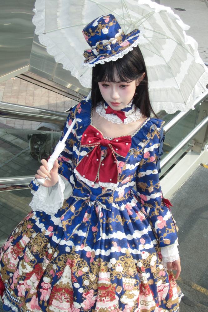 Nnstar Sugar Festivaly Retro Prints Lolita Hat Headbow and Choker
