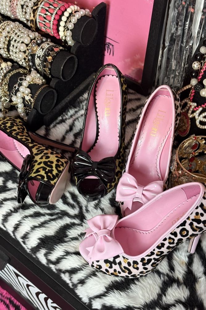 LilGyaru Himegyaru Gal Style Leopard Print Heels Shoes