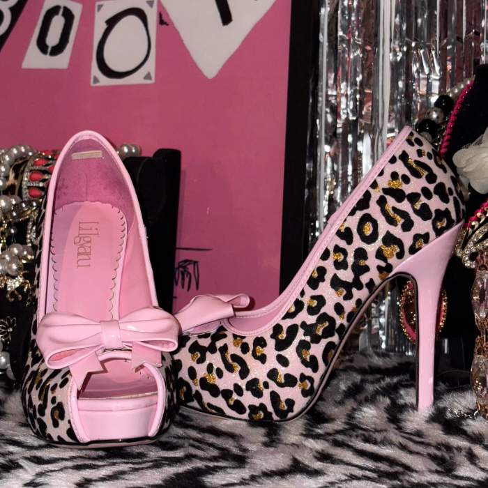 LilGyaru Himegyaru Gal Style Leopard Print Heels Shoes