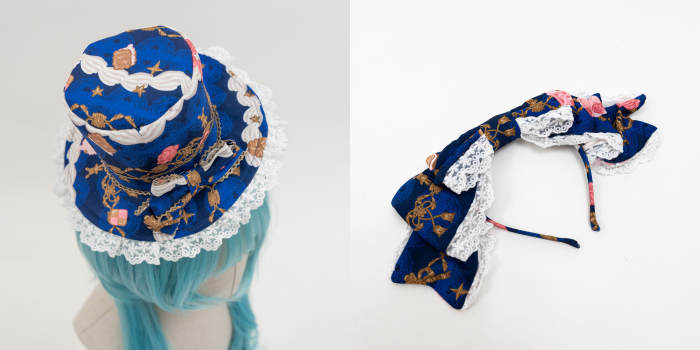 Nnstar Sugar Festivaly Retro Prints Lolita Hat Headbow and Choker