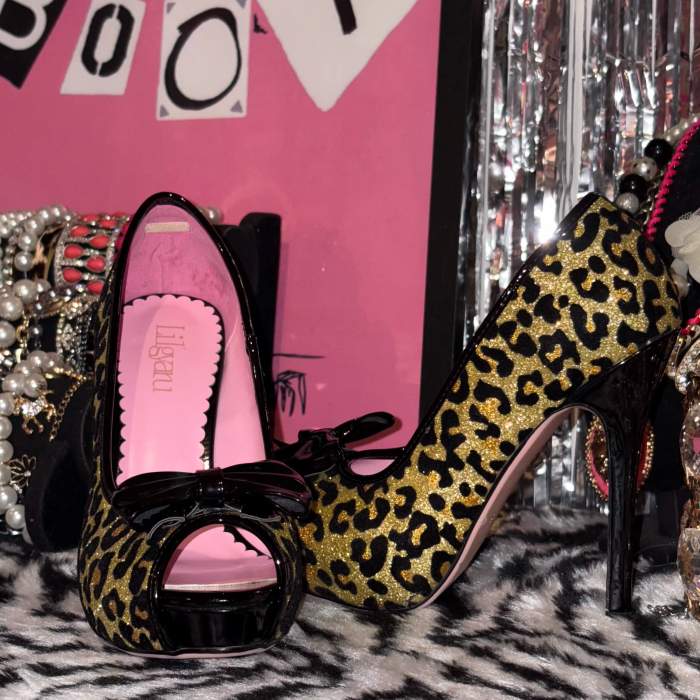 LilGyaru Himegyaru Gal Style Leopard Print Heels Shoes