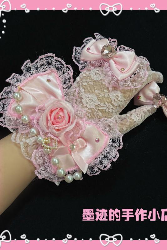 Moji Himegyaru Lace Bows Gyaru Golves and Rings