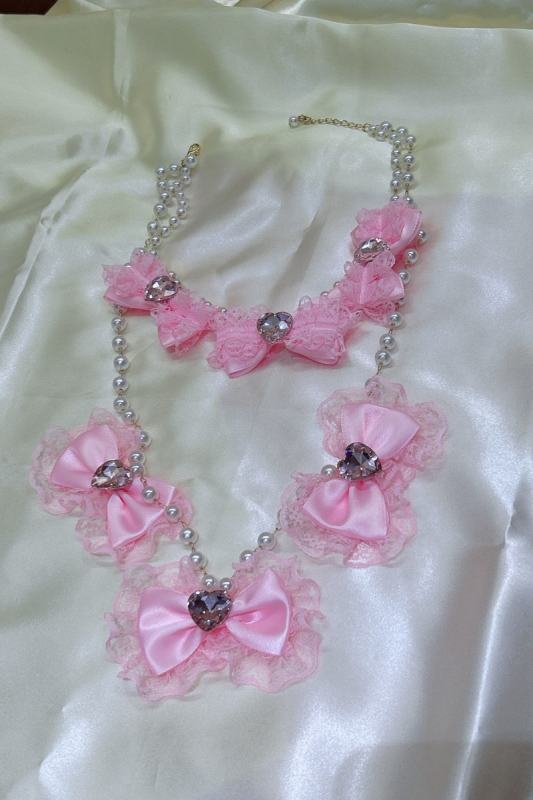 Shibuya Himegyaru Gal Style Lacework Bows Necklace