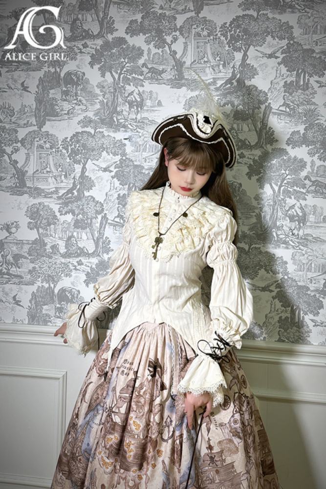Alice Girl Nautical Treasure Hunt Guide Gigot Sleeve Lolita Blouse