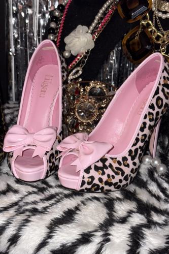 LilGyaru Himegyaru Gal Style Leopard Print Heels Shoes
