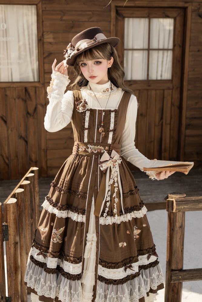 Shyp ~Forest Acorns~ Cotton Lolita JSK Blouse and Cardigan