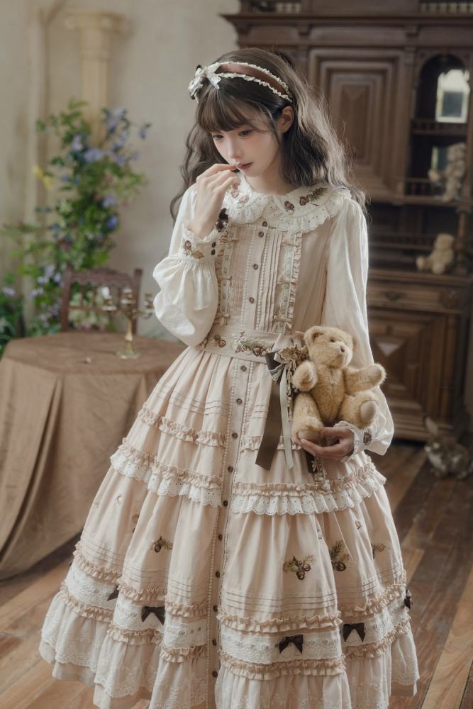 Shyp ~Forest Acorns~ Cotton Lolita JSK Blouse and Cardigan