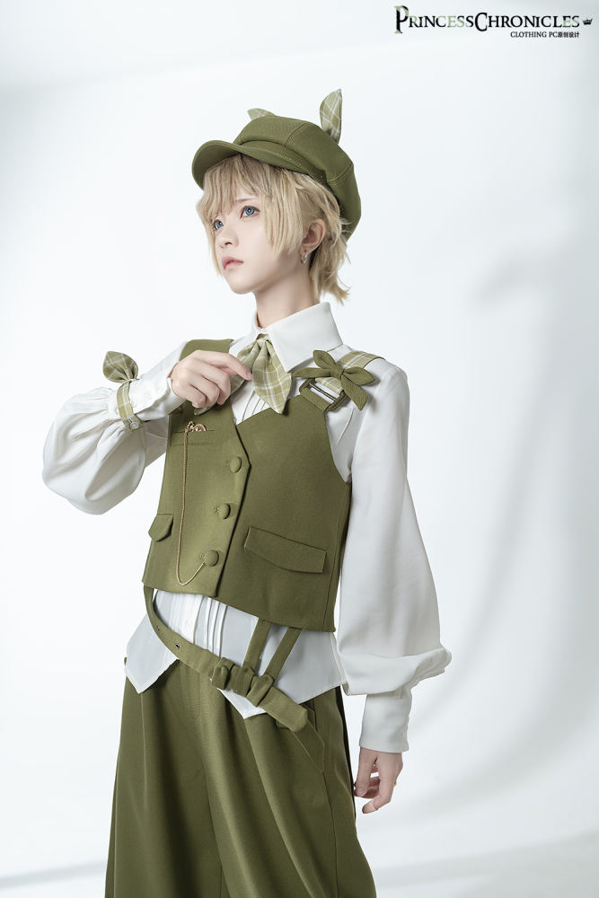 Princess Chronicles The Secret Morning Post Vest, Pants, Blouse and Hat - Matcha Ouji Fashion