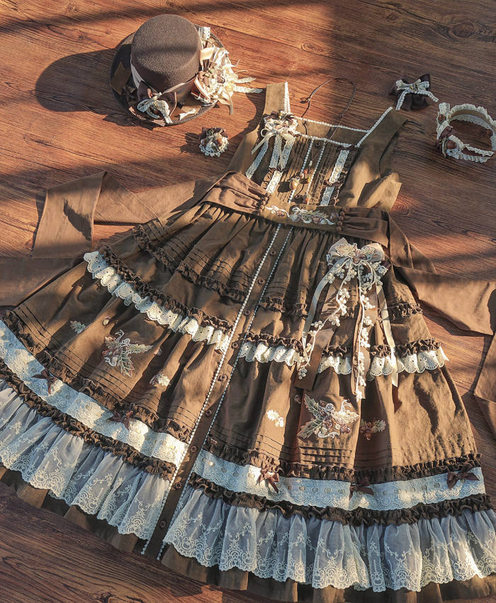 Shyp ~Forest Acorns~ Cotton Lolita JSK Blouse and Cardigan