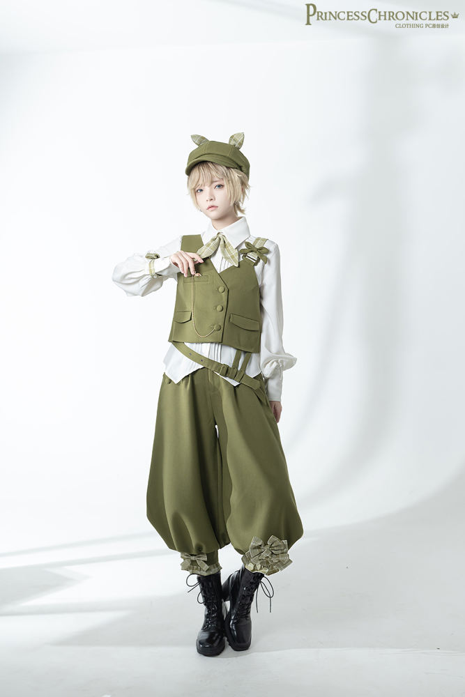 Princess Chronicles The Secret Morning Post Vest, Pants, Blouse and Hat - Matcha Ouji Fashion