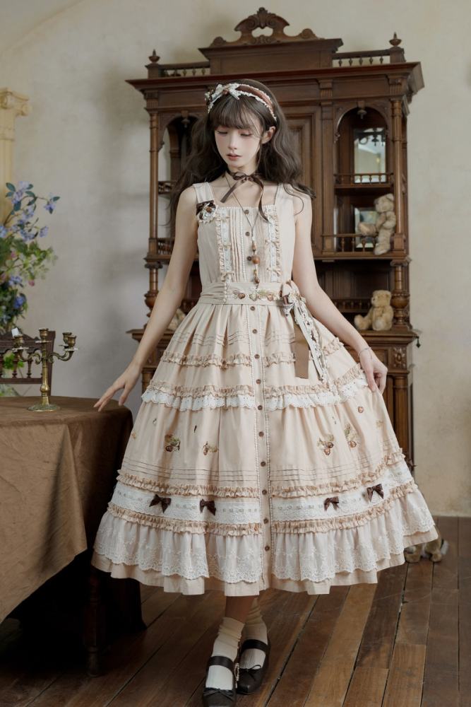 Shyp ~Forest Acorns~ Cotton Lolita JSK Blouse and Cardigan