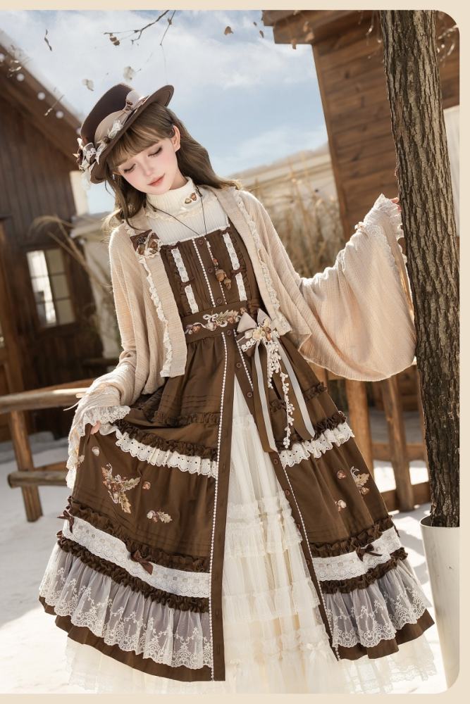 Shyp ~Forest Acorns~ Cotton Lolita JSK Blouse and Cardigan