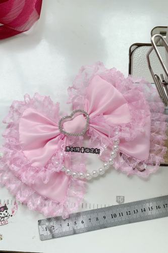 Himegyaru Gal Style Pink Lace Bows Hairpin and Brooch