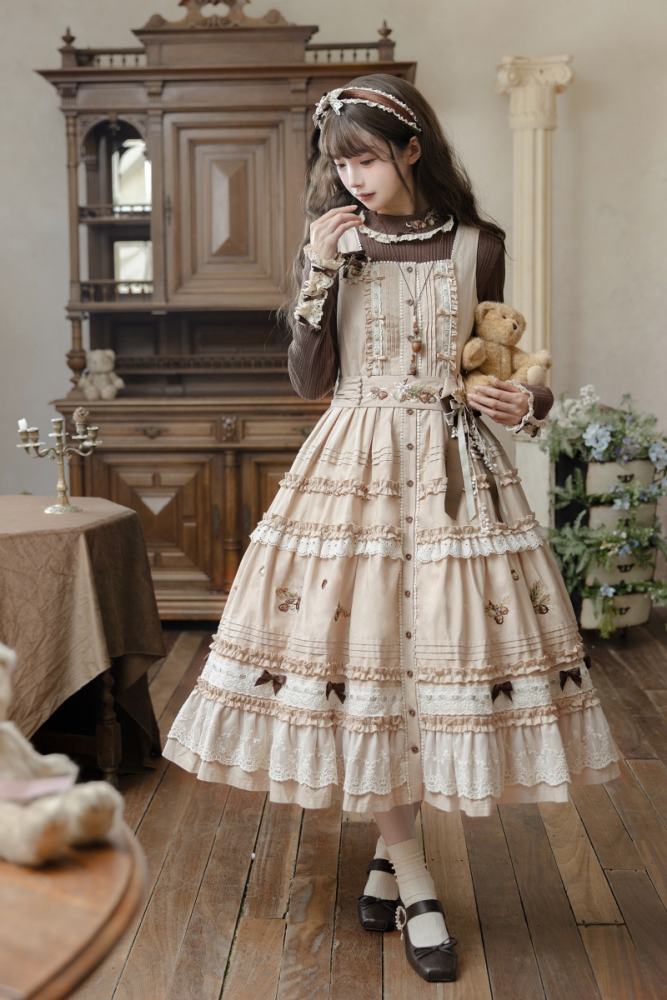 Shyp ~Forest Acorns~ Cotton Lolita JSK Blouse and Cardigan