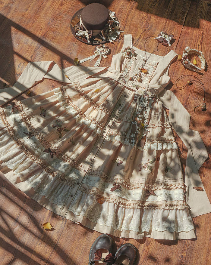 Shyp ~Forest Acorns~ Cotton Lolita JSK Blouse and Cardigan