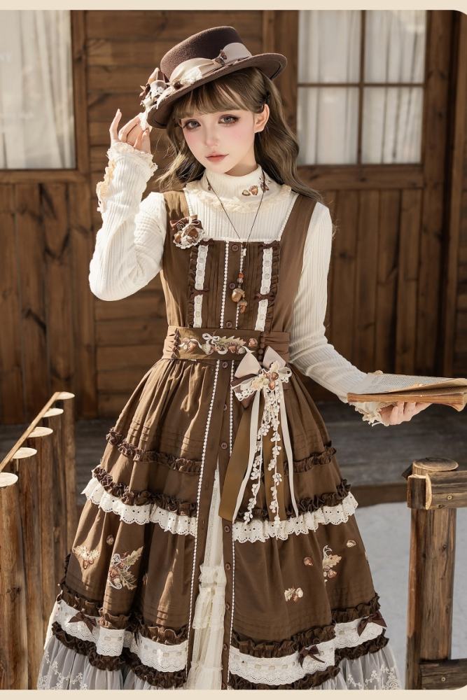 Shyp ~Forest Acorns~ Cotton Lolita JSK Blouse and Cardigan