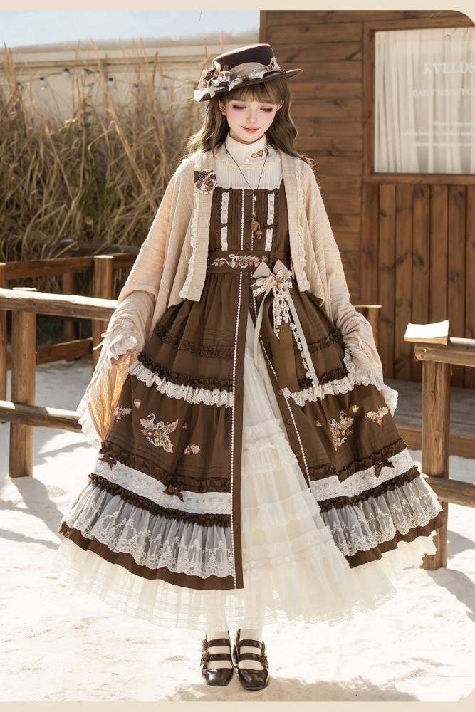 Shyp ~Forest Acorns~ Cotton Lolita JSK Blouse and Cardigan