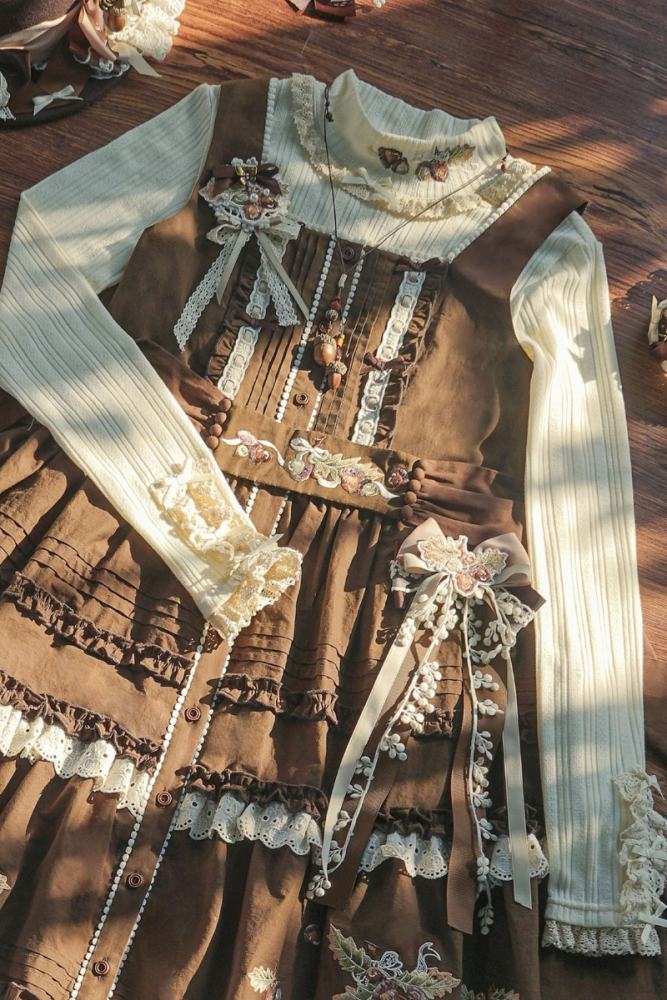 Shyp ~Forest Acorns~ Cotton Lolita JSK Blouse and Cardigan