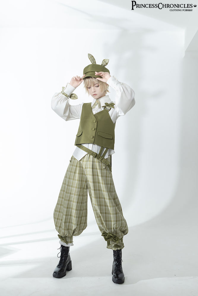 Princess Chronicles The Secret Morning Post Vest, Pants, Blouse and Hat - Matcha Ouji Fashion
