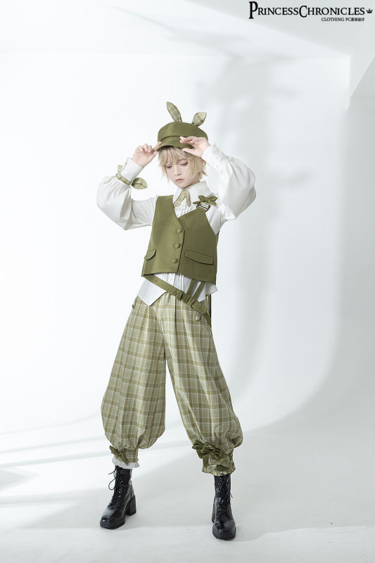 Princess Chronicles The Secret Morning Post Vest, Pants, Blouse and Hat - Matcha Ouji Fashion