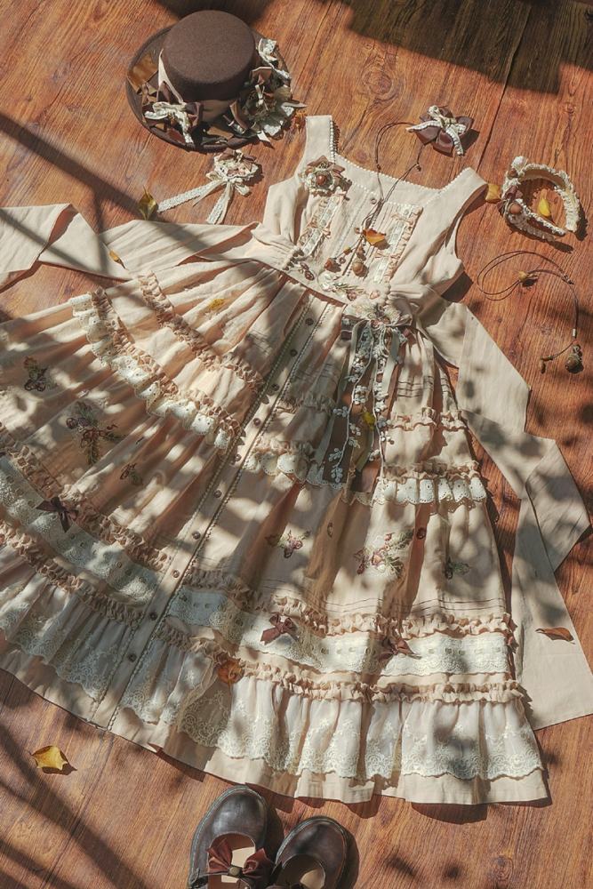 Shyp ~Forest Acorns~ Cotton Lolita JSK Blouse and Cardigan