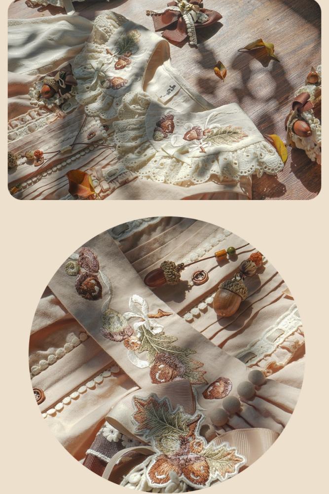 Shyp ~Forest Acorns~ Cotton Lolita JSK Blouse and Cardigan