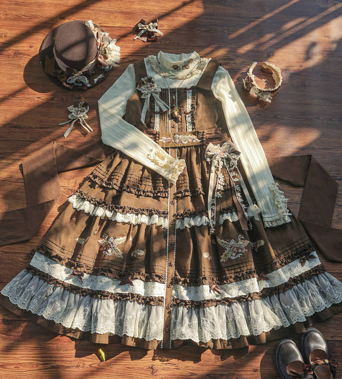 Shyp ~Forest Acorns~ Cotton Lolita JSK Blouse and Cardigan
