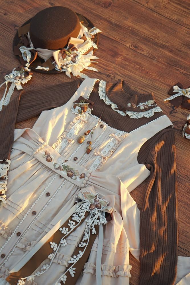 Shyp ~Forest Acorns~ Cotton Lolita JSK Blouse and Cardigan