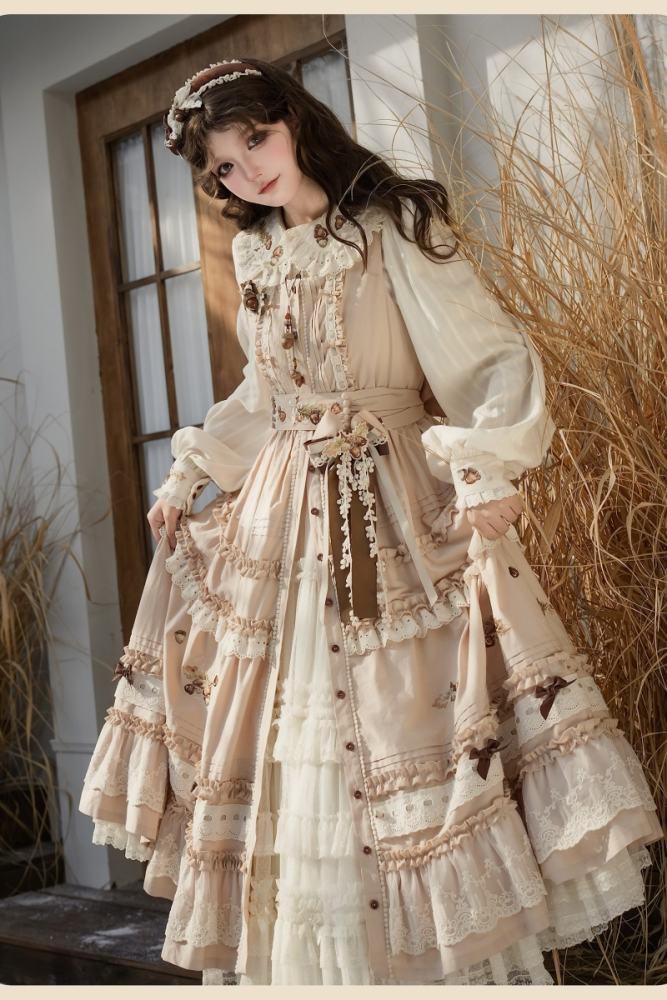 Shyp ~Forest Acorns~ Cotton Lolita JSK Blouse and Cardigan