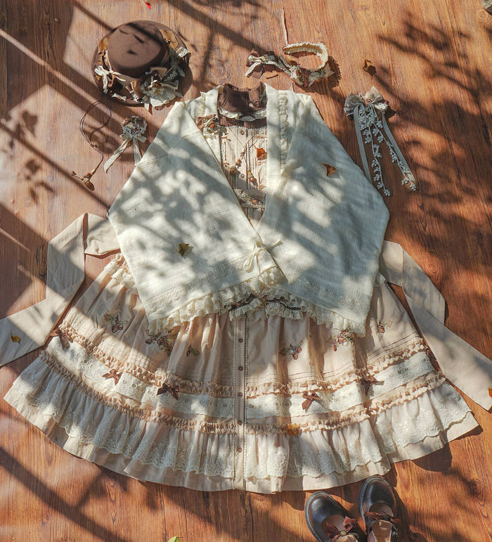 Shyp ~Forest Acorns~ Cotton Lolita JSK Blouse and Cardigan